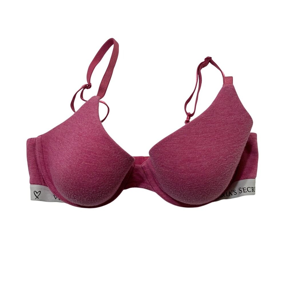 Victoria's Secret Pink T-Shirt Lightly Lined Demi Bra 34C Logo Band 379293-GBJ
